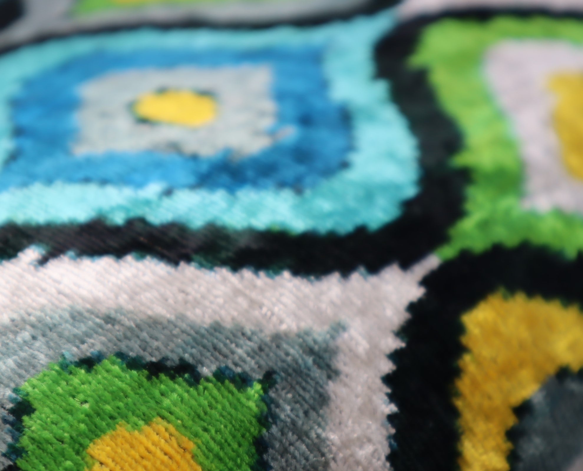 Canvello Yellow Blue Handmade 16x24 Silk Velvet Pillow, Organic Veg Dyed, Down/Feather Filled