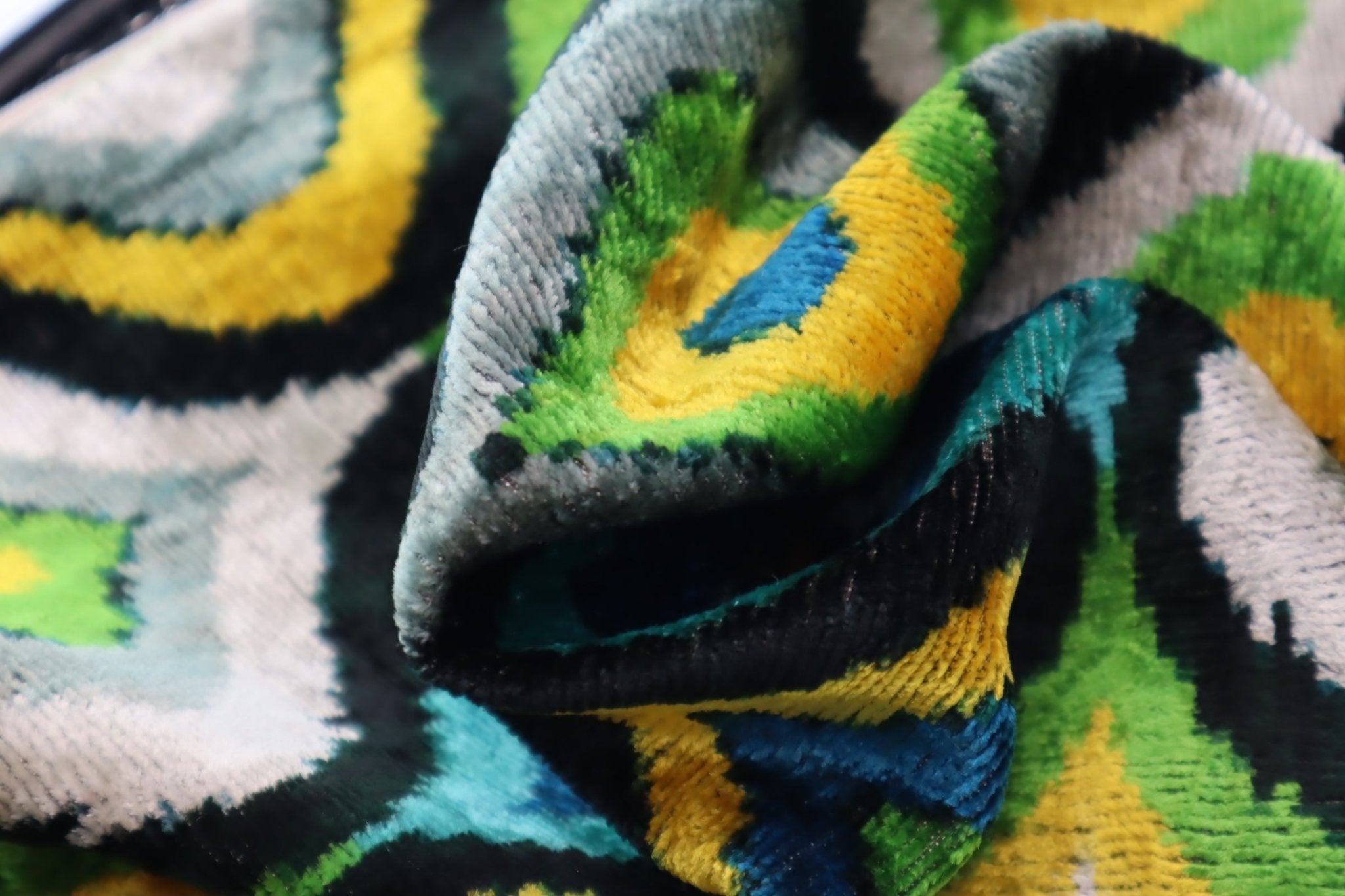 Canvello Yellow Blue Handmade 16x24 Silk Velvet Pillow, Organic Veg Dyed, Down/Feather Filled