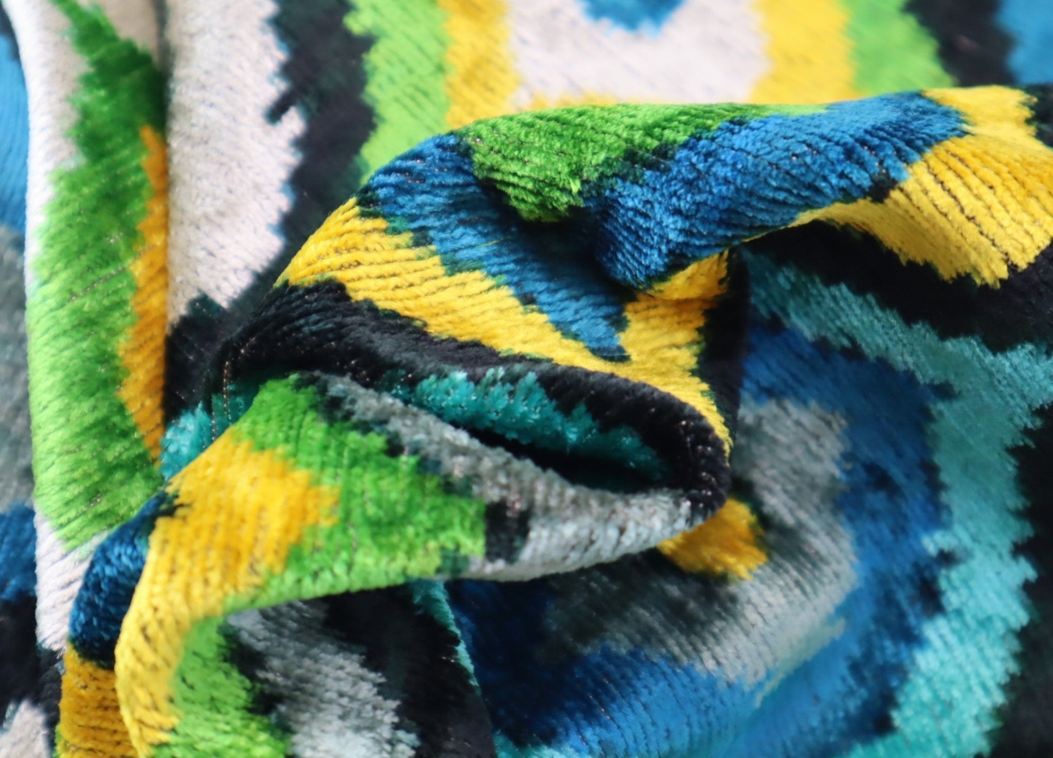 Canvello Yellow Blue Handmade 16x24 Silk Velvet Pillow, Organic Veg Dyed, Down/Feather Filled