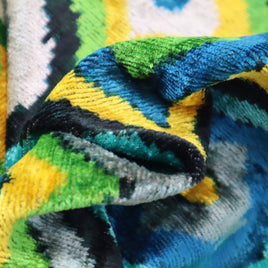 Canvello Yellow Blue Handmade 16x24 Silk Velvet Pillow, Organic Veg Dyed, Down/Feather Filled