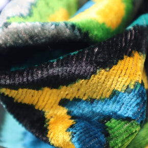 Canvello Yellow Blue Handmade 16x24 Silk Velvet Pillow, Organic Veg Dyed, Down/Feather Filled