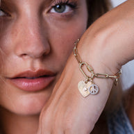 Zoe Lev 14k Gold Large Paper Clip Chain With Carabiner Bracelet