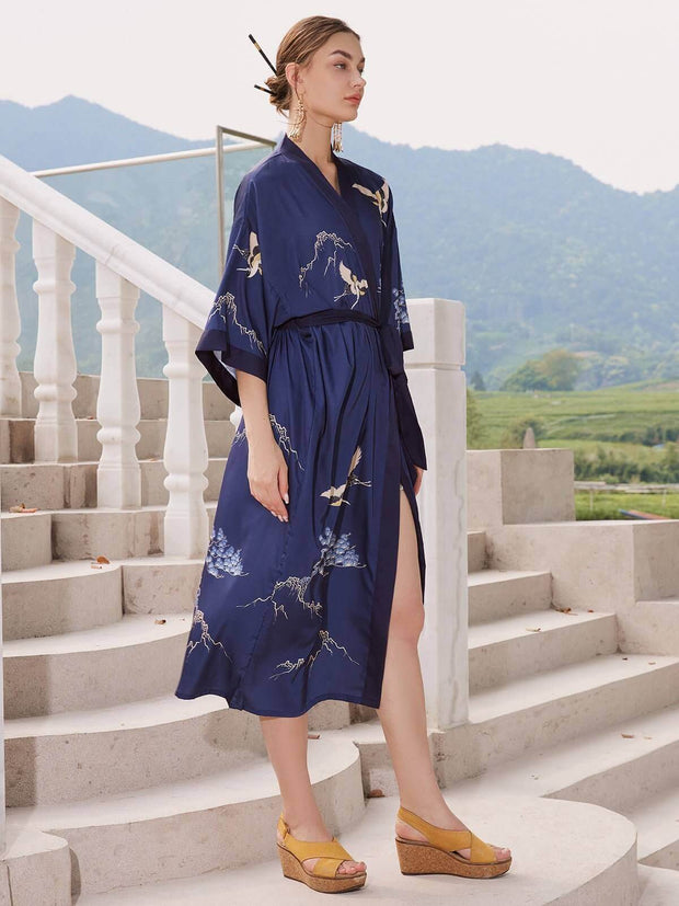 Ulivary Mountain Crane Kimono Robe