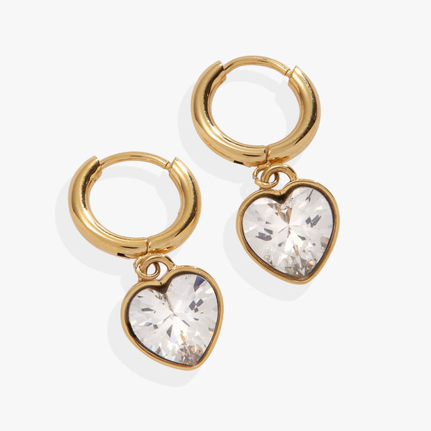 ALEX AND ANI Crystal Heart Huggie Hoop Earrings