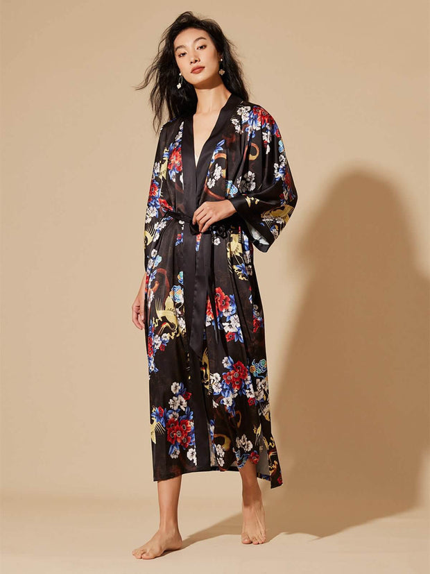 Ulivary Dragon Floral Kimono Robe
