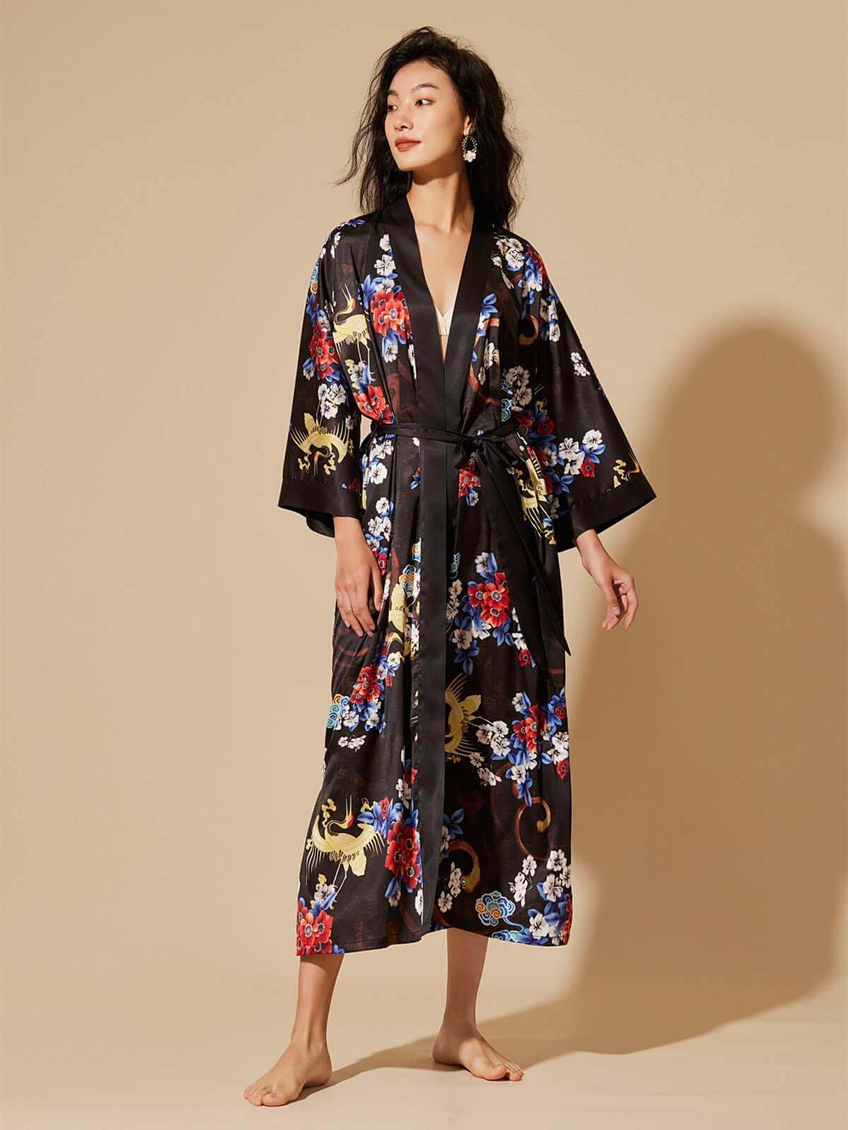 Ulivary Dragon Floral Kimono Robe