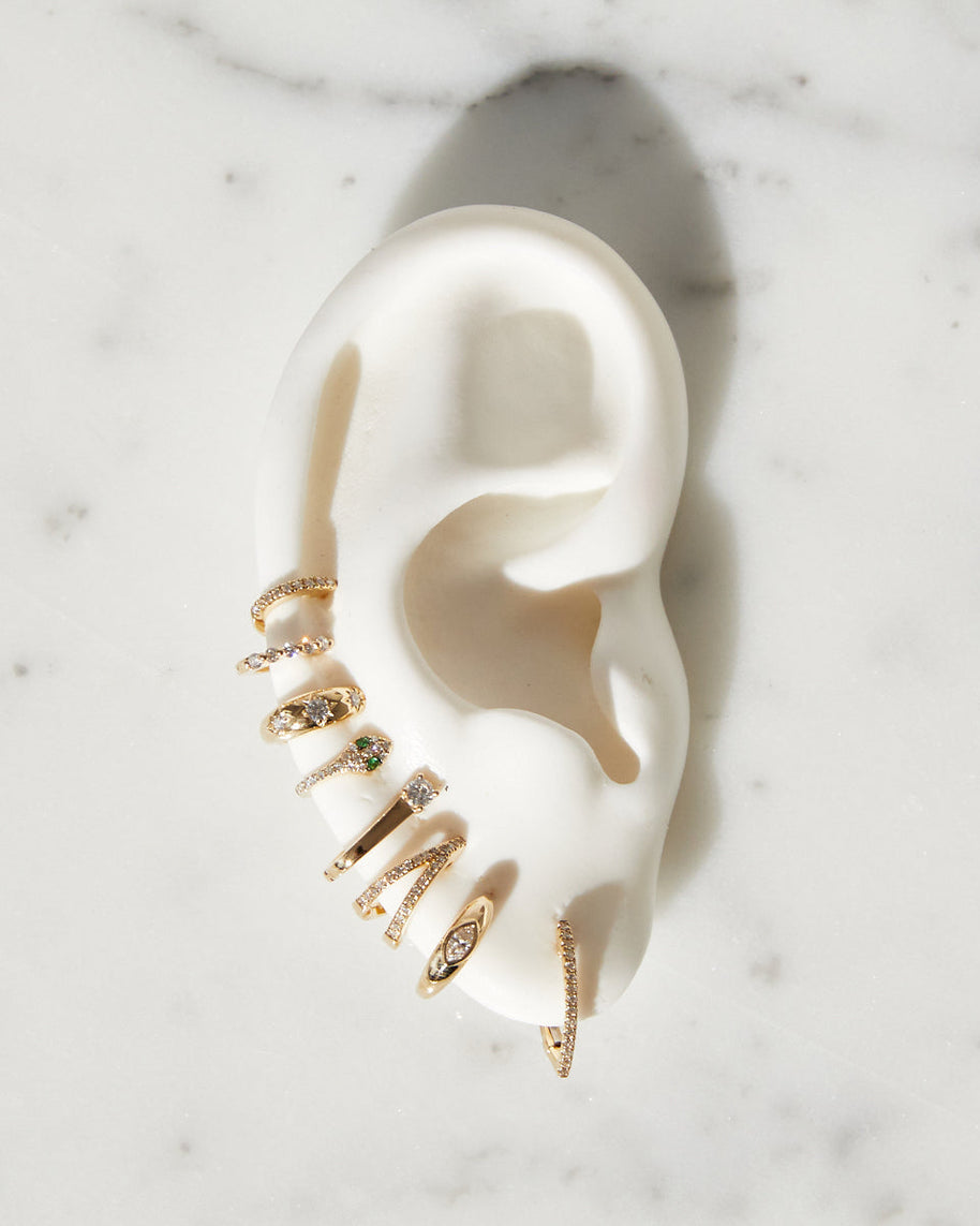 Zoe Lev Diamond Domed Starburst Huggie Earrings