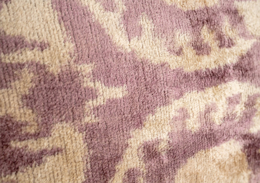 Elegant 16x24 Handmade Ikat Silk Velvet Pillow With Premium Down Feather Insert By Canvello – Soft Blush And Cream Tones