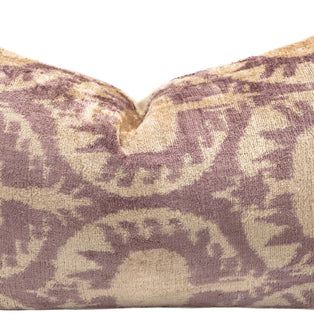 Elegant 16x24 Handmade Ikat Silk Velvet Pillow With Premium Down Feather Insert By Canvello – Soft Blush And Cream Tones
