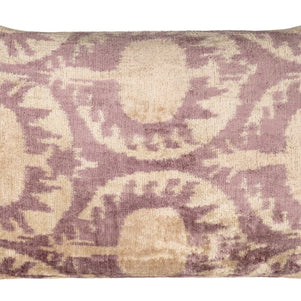 Elegant 16x24 Handmade Ikat Silk Velvet Pillow With Premium Down Feather Insert By Canvello – Soft Blush And Cream Tones