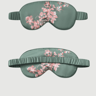 Ulivary Green Charmeuse Floral Asian Inspired Sleep Mask