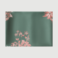Ulivary Green Charmeuse Floral Painting Square Scarf