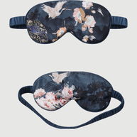 Ulivary Garden Crane Charmeuse Floral Asian Inspired Sleep Mask