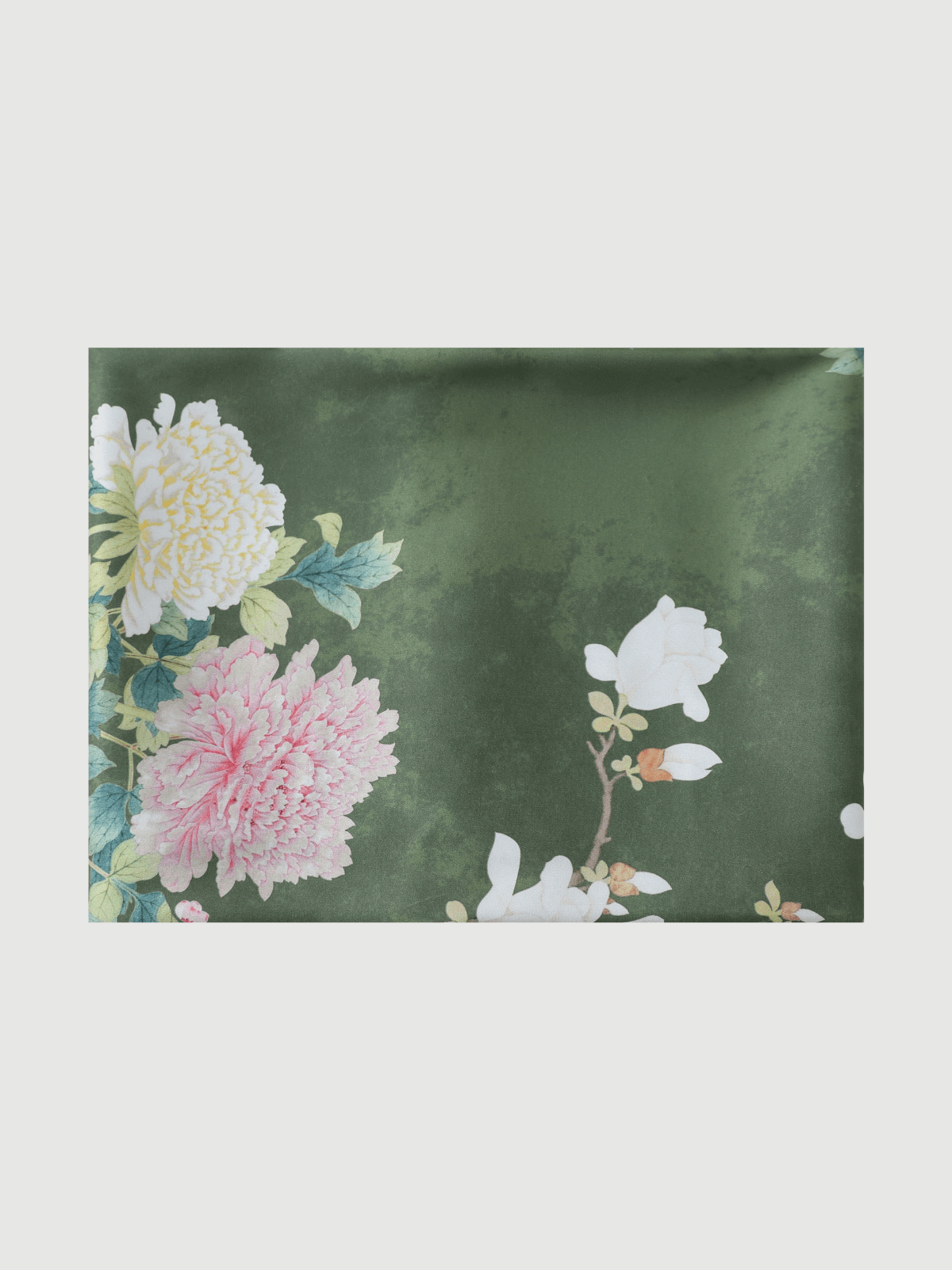 Ulivary Olive Charmeuse Floral Square Scarf