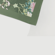 Ulivary Olive Charmeuse Floral Square Scarf