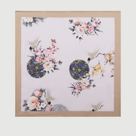 Ulivary Pink Crane Charmeuse Floral Square Scarf