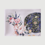 Ulivary Pink Crane Charmeuse Floral Square Scarf