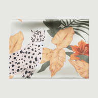Ulivary Orange Leopard Charmeuse Floral Square Scarf
