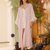 Ulivary Pink Feather Bridal Robe