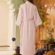 Ulivary Pink Feather Bridal Robe