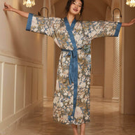 Floral Blue Kimono Robe