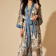 Floral Blue Kimono Robe
