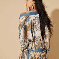 Floral Blue Kimono Robe