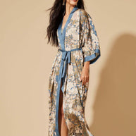 Floral Blue Kimono Robe