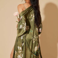 Ulivary Floral Olive Kimono Robe