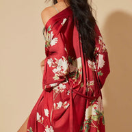 Ulivary Floral Red Kimono Robe