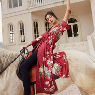 Ulivary Floral Red Kimono Robe