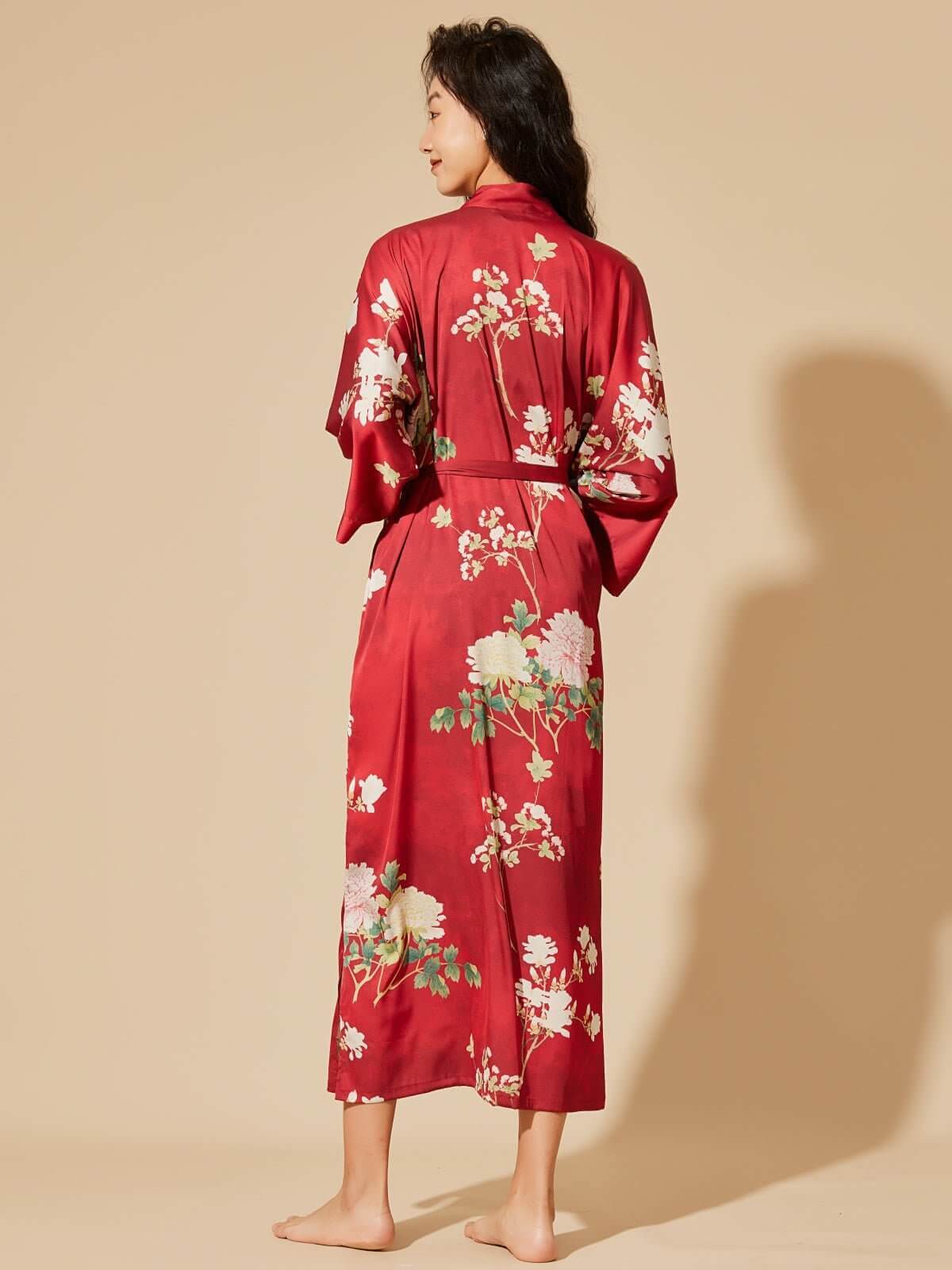 Ulivary Floral Red Kimono Robe