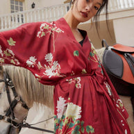 Ulivary Floral Red Kimono Robe