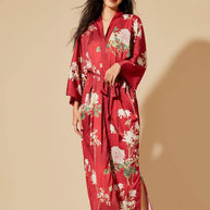 Ulivary Floral Red Kimono Robe