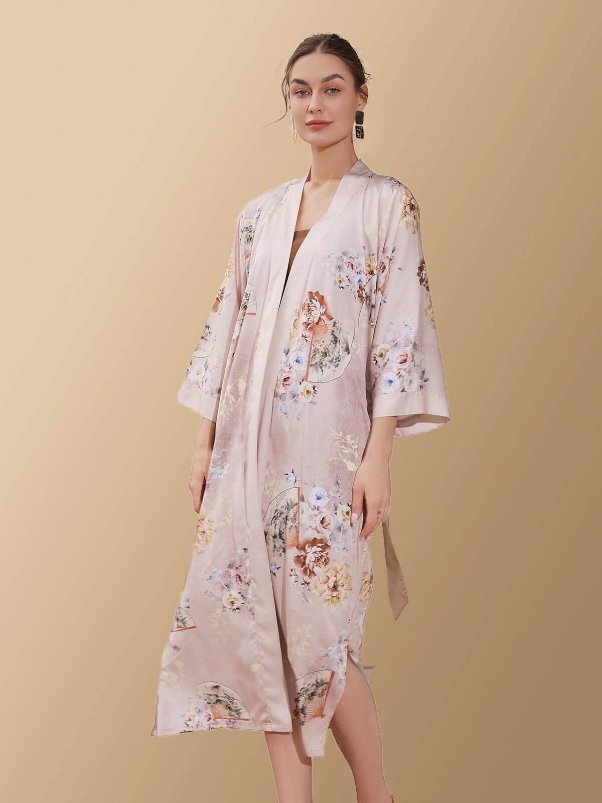 Ulivary Folding Fan Kimono Robe