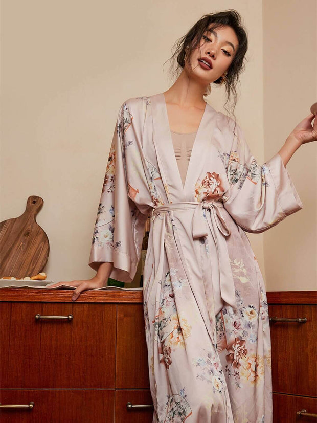 Ulivary Folding Fan Kimono Robe
