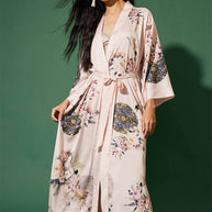 Ulivary Garden Crane Blush Kimono Robe