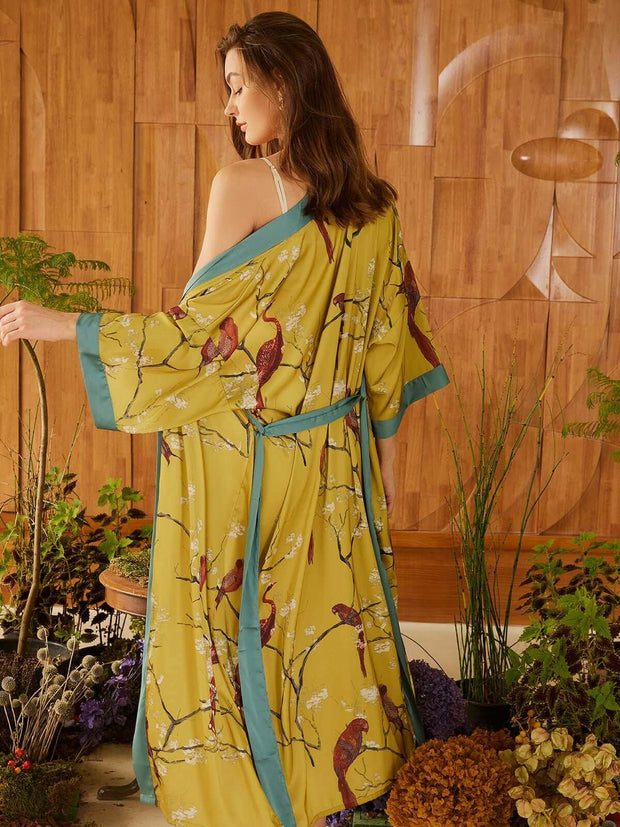 Ulivary Perched Bird Kimono Robe