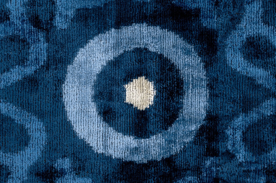 Handmade Blue Medallion Design Throw Pillow - 16x24 Inch, Vegetable Dyed With Premium Down Feather Insert