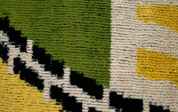 Handmade Gold Green Geometric Design Throw Pillow - 16x24 Inch, Vegetable Dyed With Premium Down Feather Insert