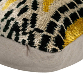 Handmade Gold Green Geometric Design Throw Pillow - 16x24 Inch, Vegetable Dyed With Premium Down Feather Insert