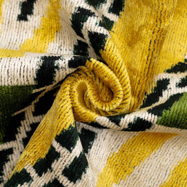 Handmade Gold Green Geometric Design Throw Pillow - 16x24 Inch, Vegetable Dyed With Premium Down Feather Insert