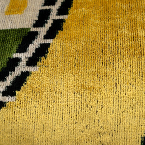 Handmade Gold Green Geometric Design Throw Pillow - 16x24 Inch, Vegetable Dyed With Premium Down Feather Insert