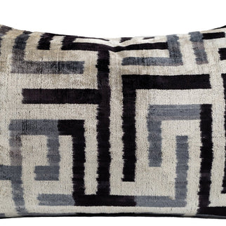 Handmade Luxury Black White Gray Decorative Pillow Cover & Premium Down Feather Insert |Made In USA| Soft Velvet Silk Throw Cushion 16x24