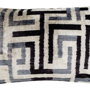 Handmade Luxury Black White Gray Decorative Pillow Cover & Premium Down Feather Insert |Made In USA| Soft Velvet Silk Throw Cushion 16x24