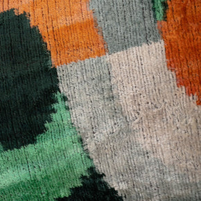 Handmade Orange Black Green Abstract Design Throw Pillow - 16x24 Inch, Silk Velvet, Vegetable Dyed With Premium Down Feather Insert