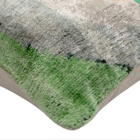 Handmade Orange Black Green Abstract Design Throw Pillow - 16x24 Inch, Silk Velvet, Vegetable Dyed With Premium Down Feather Insert