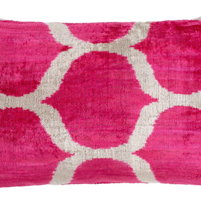 Handmade Pink Geometric Design Throw Pillow - 16x24 Inch, Vegetable Dyed With Premium Down Feather Insert