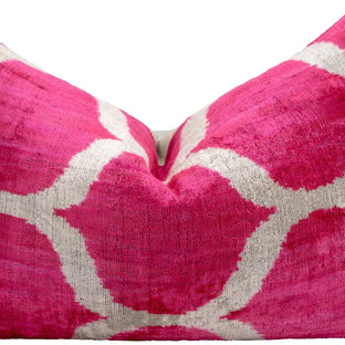 Handmade Pink Geometric Design Throw Pillow - 16x24 Inch, Vegetable Dyed With Premium Down Feather Insert