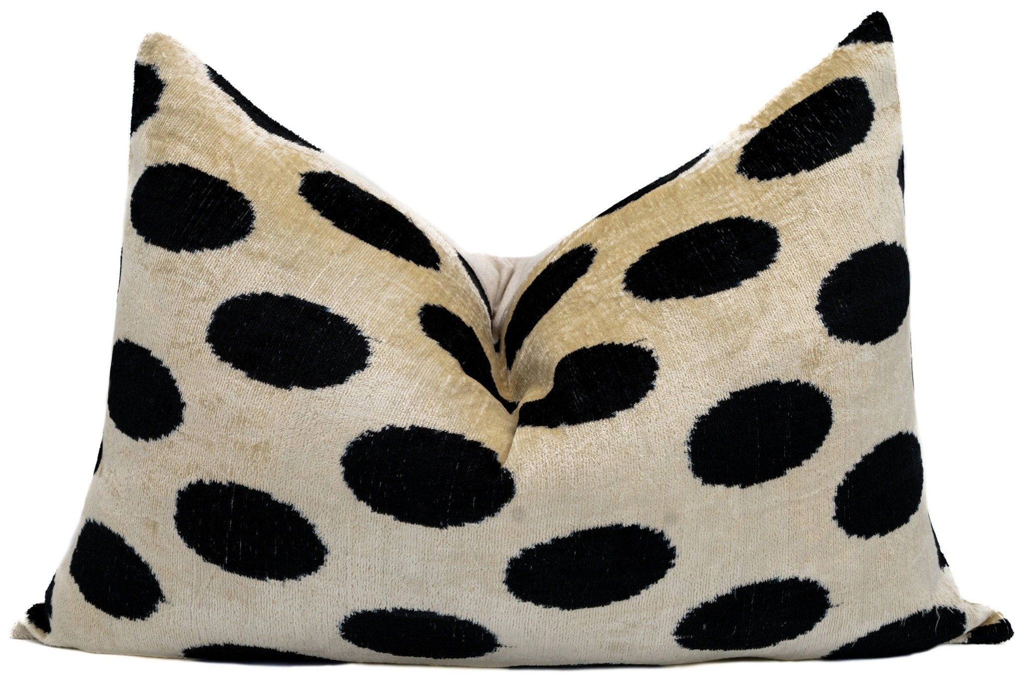 Handmade Throw Pillow Cover & Feather Insert | Black White Polka Dot| Soft Throw Pillow| Luxury Decorative For Couch | 16 X 24 In
